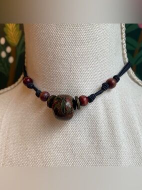 Vintage Boho Handmade Wooden Beaded Choker